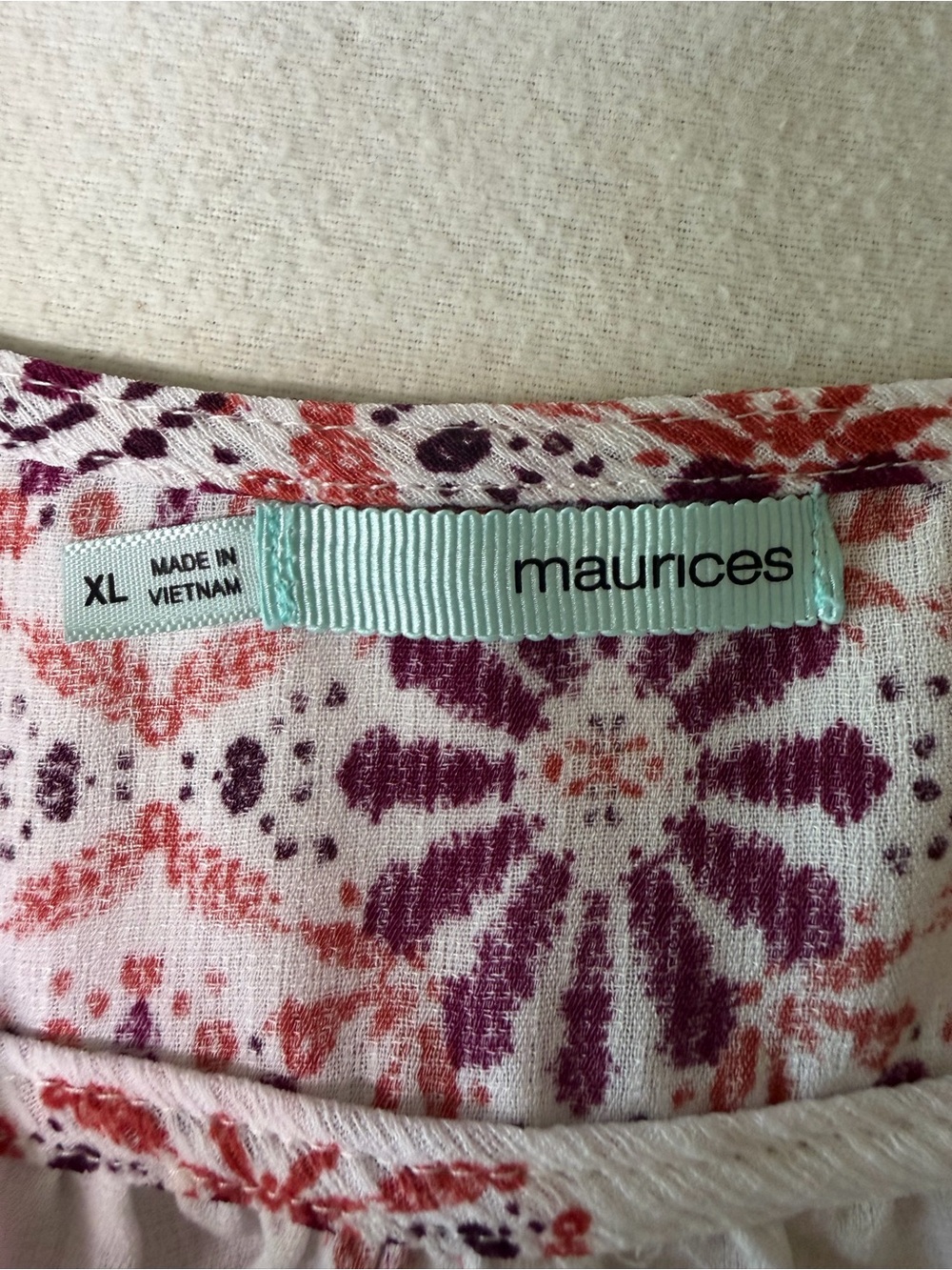 Maurices Womens XL Boho Blouse Medallion Print Lace Up Split Sleeve Tie Cuff - Picture 11 of 13